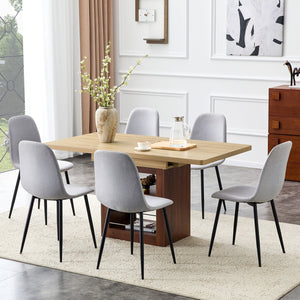 English Elm Expandable Dining Set with Pu Leather Chairs Modern Mdf Table Seats up to Eight Black,Light Gray,Walnut,Wood W1151S04676