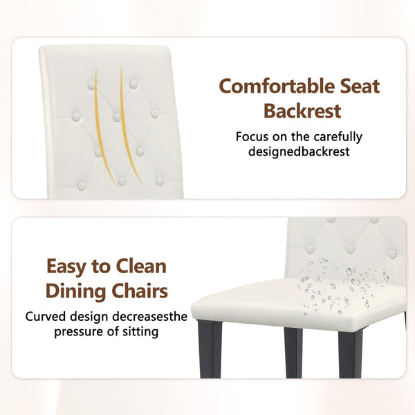 English Elm Table 5-Piece Stylish Dining Set With Textured Black Wood Table & Ergonomic White Pu Chairs W1151S04310-GIGA