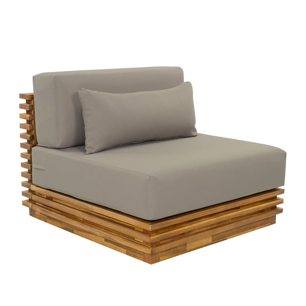 English Elm Oversized Outdoor Acacia Wood Club Chair and Table Set with Water Repellent Cushions N768P392778B