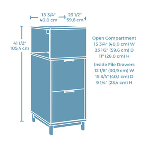English Elm File File Tower Acacia Wood finish with Two Full-Extension Drawers, Metal Frame, Compact 28x21x32.5 B356P354440