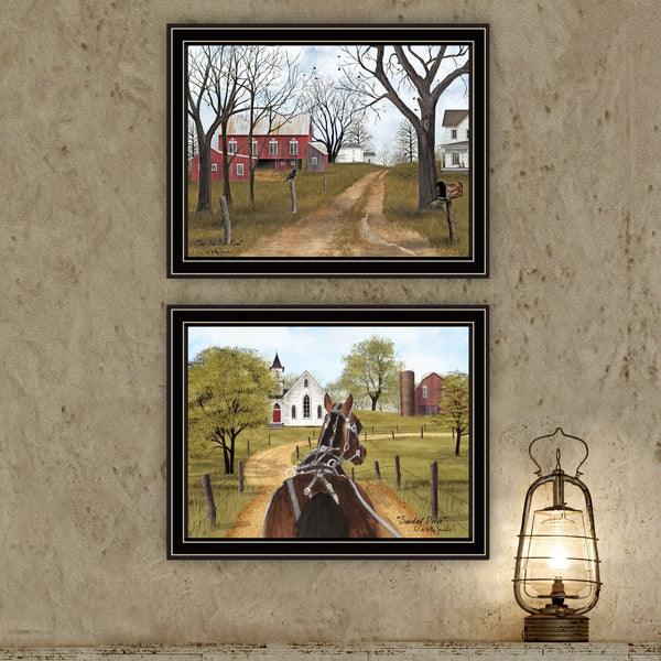 English Elm Trendy Decor 4u Billy Jacobs Pastoral Framed Wall Art Set for Farmhouse Living B067P254092
