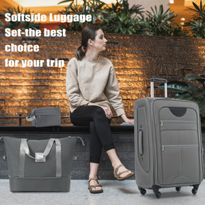 English Elm Softside Expandable Spinner Luggage Set with Tsa Lock Duffel Polyester Travel Grey N732P201004A