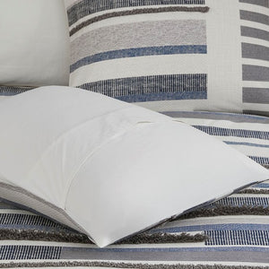 English Elm Full/Queen Serena 3-Piece Cotton Percale Duvet Cover Set with Fringe & Chenille Trims, Antimicrobial Protection B03596495