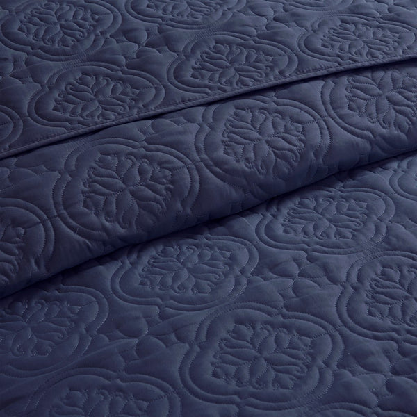 English Elm 3 Piece Reversible Bedspread Set Navy Full/Queen - Soft Microfiber, Plush Polyester Fill, Oversized Twin/Full/Queen Cozy Bedding Ensemble B035P148230