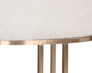 Sunpan Rayla Counter Stool - Elegant Cantilever Design with Textured Fabric and Antique Brass Frame Belfast Oatmeal