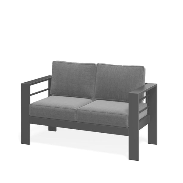 English Elm 52" Outdoor Iron Loveseat with Olefin Cushions for Patio Deck or Poolside Use Gray+Gray B082P455108