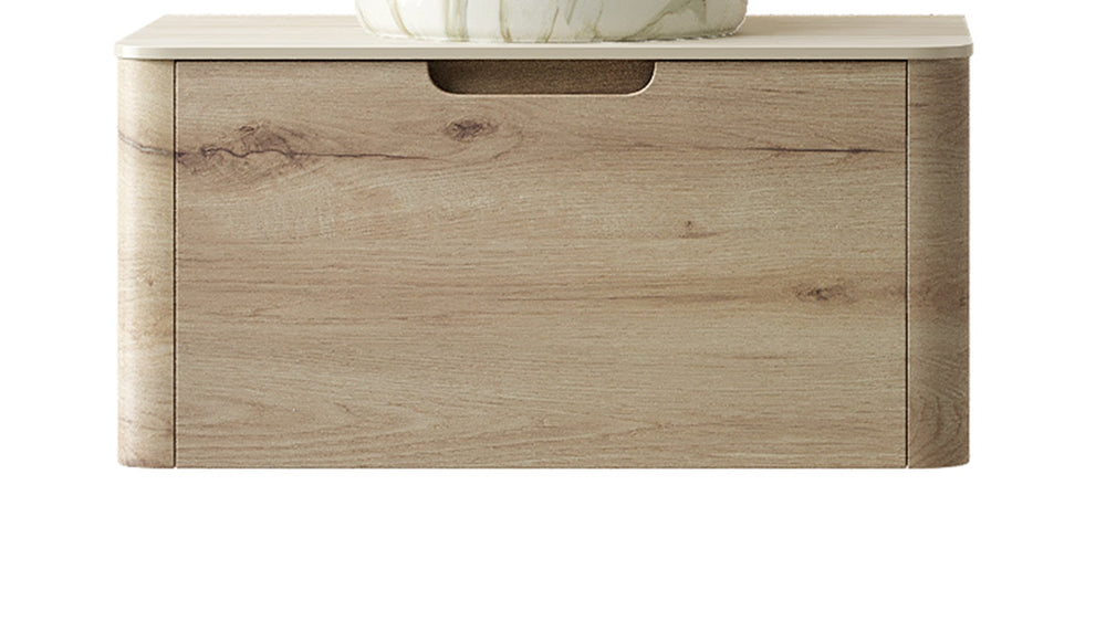 English Elm XAI 30'' Wall Mounted Cabinet 7070 Light Woodgrain - Curved Plywood Design, Soft‑Close Drawer, Beige W2615P330825