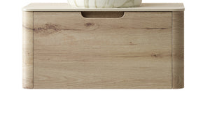 English Elm XAI 30'' Wall Mounted Cabinet 7070 Light Woodgrain - Curved Plywood Design, Soft‑Close Drawer, Beige W2615P330825