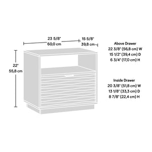 English Elm Night Stand - Sleek White Finish With Ribbed Drawer, Compact Storage Solution For Modern Spaces B356P402787