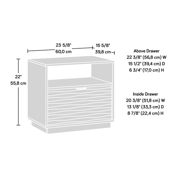 English Elm Night Stand - Sleek White Finish With Ribbed Drawer, Compact Storage Solution For Modern Spaces B356P402787