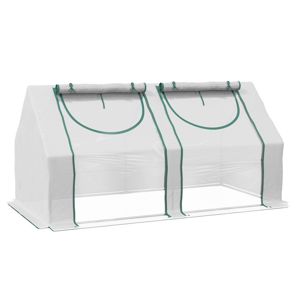 English Elm Outsunny Portable Outdoor Greenhouse Steel Frame Dual Pe Cover with Roll up Windows W2225P229275