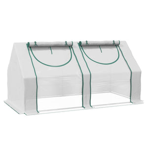 English Elm Outsunny Portable Outdoor Greenhouse Steel Frame Dual Pe Cover with Roll up Windows W2225P229275
