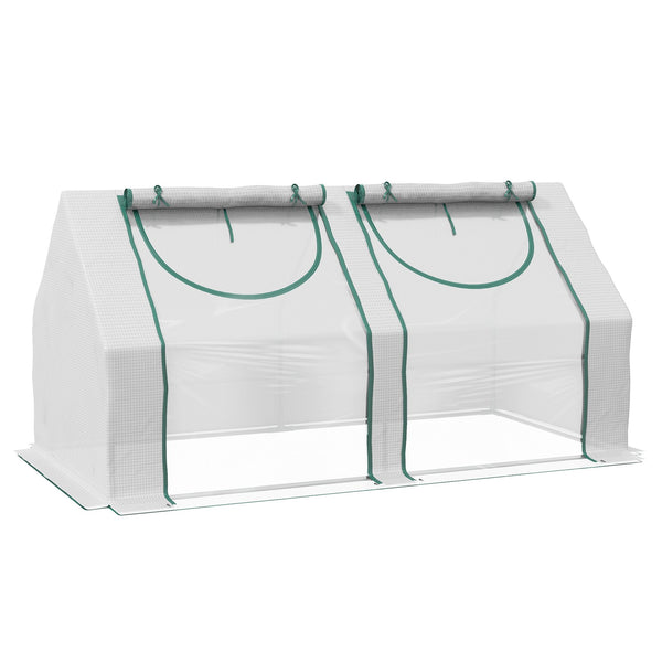 English Elm Outsunny Portable Outdoor Greenhouse Steel Frame Dual Pe Cover with Roll up Windows W2225P229275