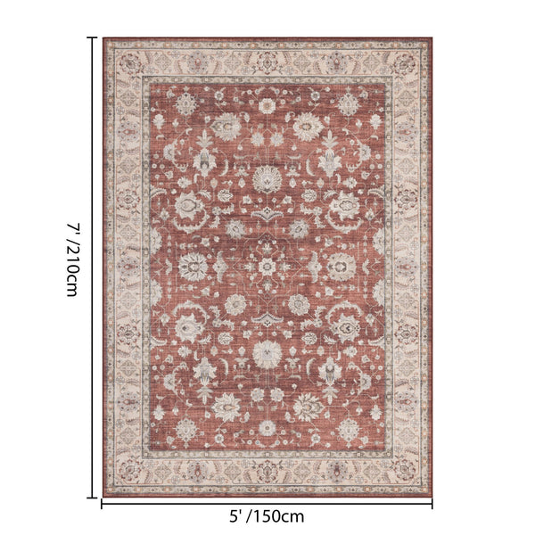 English Elm Premier Traditional Medallion Low Pile Area Rug Warm Red Tones for Living Rooms B186P479404