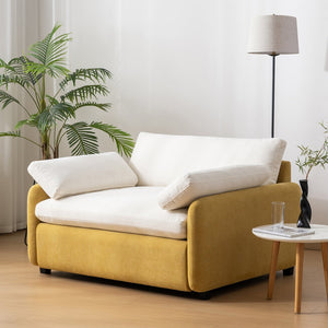 English Elm 50*43" Oversized Chenille Armchair Deep Lounge Seat Modern Minimalist Living Room Chair Cream,Yellow N723S5042L