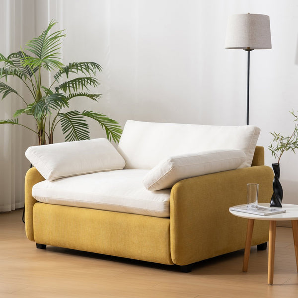 English Elm 50*43" Oversized Chenille Armchair Deep Lounge Seat Modern Minimalist Living Room Chair Cream,Yellow N723S5042L