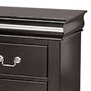English Elm Ryla Solid Wood Two Drawer Nightstand with Dovetail Joinery and Bracket Feet in Matte Black Nickel B056P416911