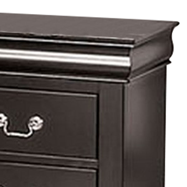 English Elm Ryla Solid Wood Two Drawer Nightstand with Dovetail Joinery and Bracket Feet in Matte Black Nickel B056P416911