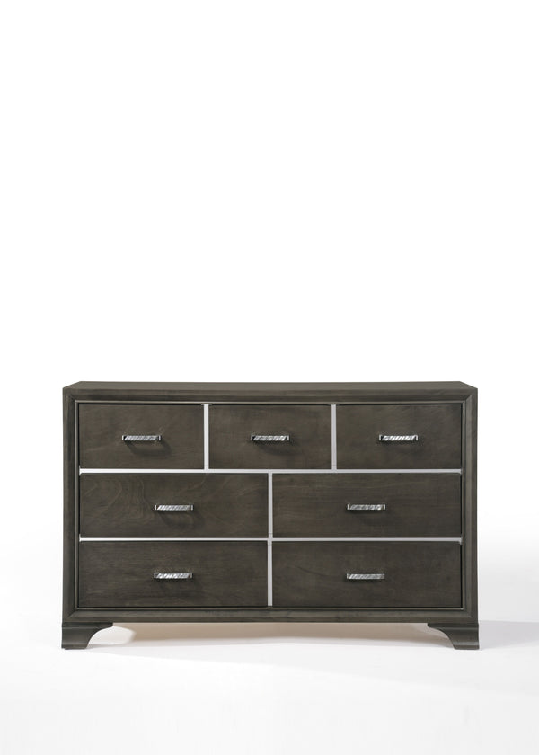 English Elm Carine Elegant 7-Drawer Dresser with English Dovetail Drawers, Smooth Kenlin Glides, Sturdy Legs Gray 61 L x 19 W x 40 H B2726P261778