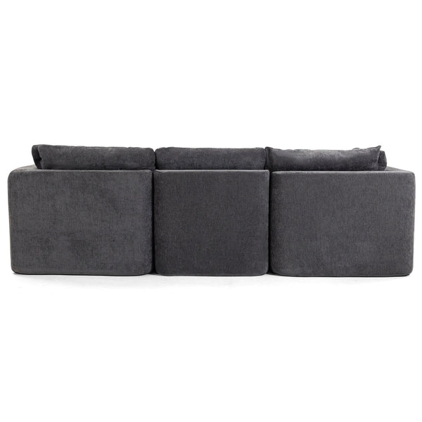 English Elm Modern Chenille Cloud Sectional with Ottoman Deep Sink Modular L Shaped Living Room Sofa Dark Grey W2379S00004