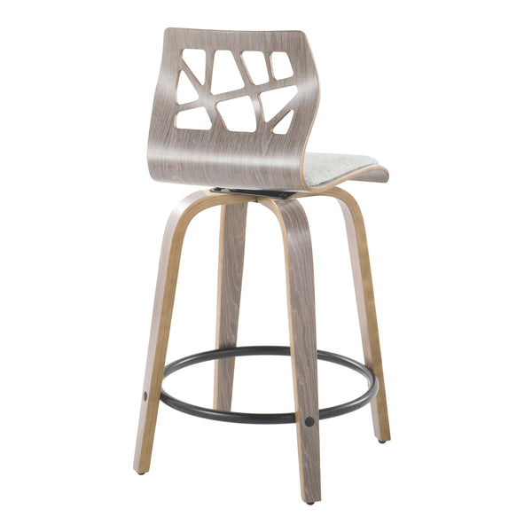 English Elm Folia Swivel Counter Stools Set of 2 Bentwood Frame Upholstered Kitchen Island Seating B202S00058