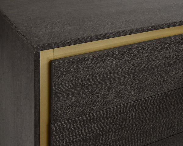 Sunpan Alvaro Dresser - Classic Grey Oak with Six Push-to-Open Drawers & Rustic Bronze Steel Legs, Stylish!