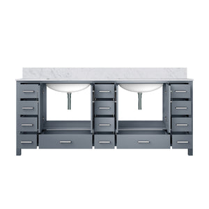English Elm Dark Grey Double Bath Vanity 84" W With Durable Carrara Marble Top & Ample Storage Solutions B2731P258972