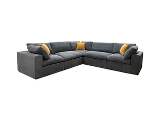 English Elm Coffee Bean Basket Weave Modular Sectional Foam Compressed Sofa with Toss Pillows B2748S00066
