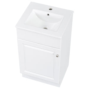 English Elm [video] Compact Sage Green Bathroom Vanity with Ceramic Sink Soft Close Cabinet White N759P237932K