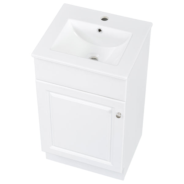 English Elm [video] Compact Sage Green Bathroom Vanity with Ceramic Sink Soft Close Cabinet White N759P237932K