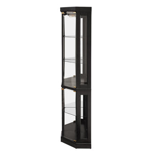 English Elm Lighted Corner Curio Cabinet - Elegant Display Case With Built-In Lighting For Antiques & Collectibles W2275P292657