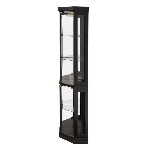 English Elm Lighted Corner Curio Cabinet - Elegant Display Case With Built-In Lighting For Antiques & Collectibles W2275P292657