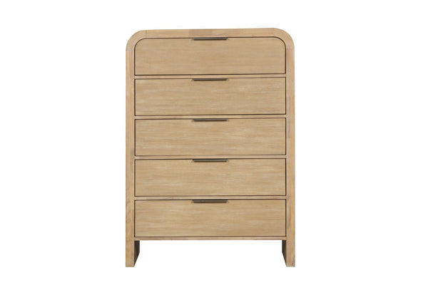 English Elm 1pc Transitional Chest 38"W x 18"D x 54"H Solid Rubberwood Mango Veneer Metal Glide Drawers Durable Finish B2741P370391