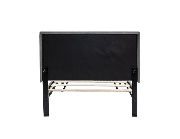 English Elm Twin Platform Bed Charcoal Linen Channel Tufted Headboard No Box Spring Needed B011P415831