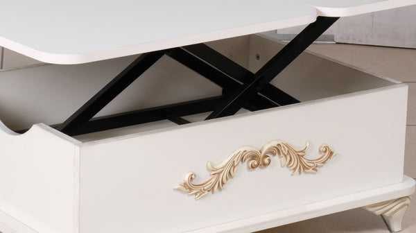 English Elm Rio Smart Coffee Table – Adjustable Height Design, Elegant White Wood, Ideal For Modern Living Spaces B029P206608-GIGA