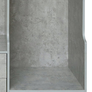 English Elm Open Open Wooden Wardrobe with 2 Rods, 5 Shelves & 3 Drawers — Modern Gray White Storage Solution N820S00021E