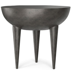 English Elm Otto Handcrafted Cast Aluminum Side Table in Graphite Finish — Convex Top, Tapered Legs, 24" Round B136P239038