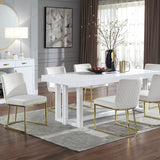 English Elm White and Gold Side Chair With Metal Base (Set Of 2)