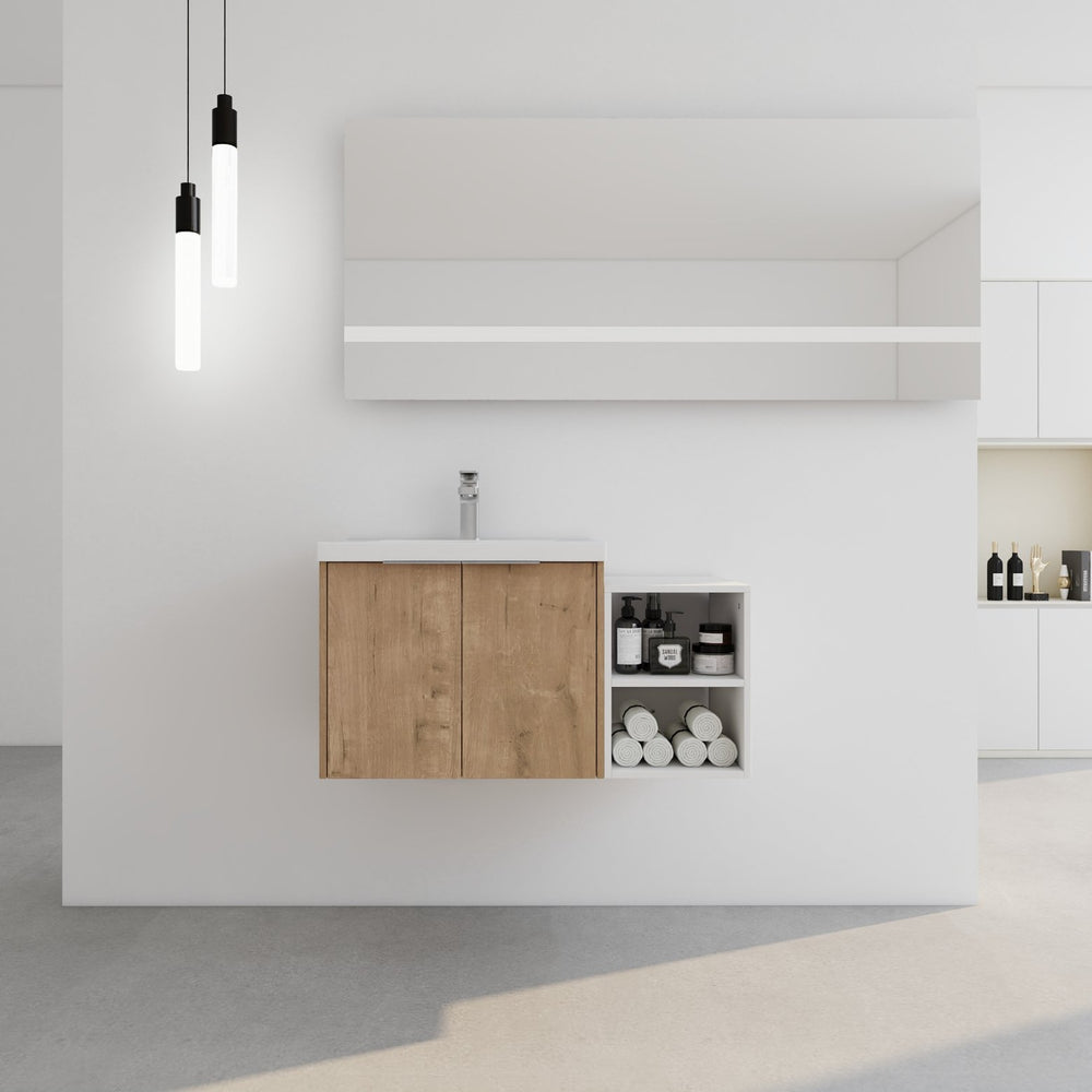 English Elm 36 Inch Modern Bathroom Vanity With Soft Close Doors, Resin Sink & Stylish Storage Solutions W999S00182