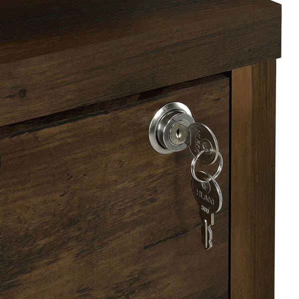 English Elm Geary Dark Pine Bookcase with Lockable Top Drawer and 3 Display Shelves — Secure, Stylish Storage B062P375565