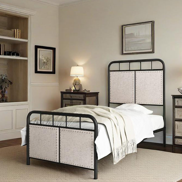 English Elm Twin Sturdy Metal Bed Frame for Twin Mattress — Quiet, Tool-Included Assembly, No Box Spring Needed, 300LB Capacity Black 44.49 L x 42.72 W x 5.31 H W2297P347758