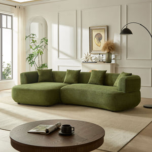 English Elm 110.63 Inch Quilted Polyester Curved Sectional Sofa Four Seat Modular Living Room Couch W2582S00187