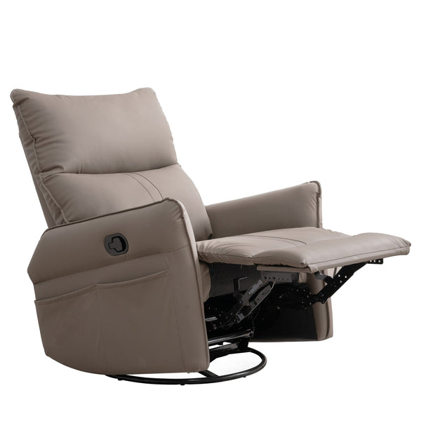 English Elm Pu Leather Swivel Glider Recliner with Footrest for Nursery Bedroom Lounge W1028115302