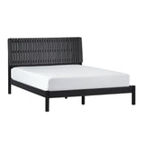 Slatted Headboard Mid-Century Modern Solid Wood Queen Bed Black CALB5CBL Walker Edison