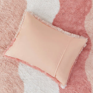 English Elm King/Cal King Cassie Ombre Shaggy Faux Fur Comforter Set - Tonal Wave Stripes, Blush Reverse, OEKO-TEX aprobación B035P148300