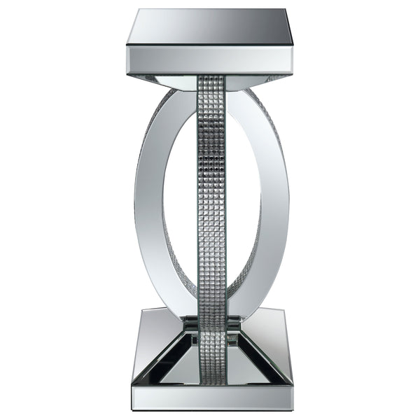 English Elm Empire Silver Mirrored Acrylic Crystal End Table - Sleek Tapered Top, Reflective Modern Accent (27.25") B062P331040