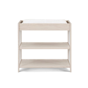 English Elm Pixie Mid-century Nursery Changing Table with Spindle Sides and Open Storage Shelves Natural+White B022P204852