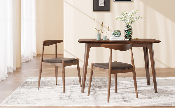 English Elm [video] Rubberwood Dining Chairs Set of 2 Faux Leather Ergonomic Retro Splayed Leg Design Brown,Walnut N759P386879D