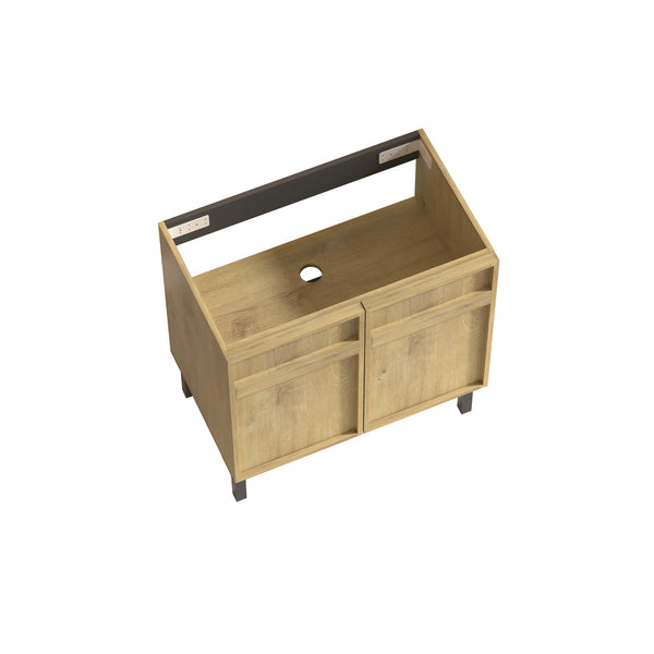 English Elm 30inch Floating Bathroom Vanity with 3d Carved Panels and Spacious Drawer Storage W3520P455333