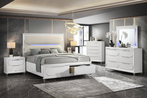 English Elm Pearl Luxe 2-Drawer Nightstand with Mirrored Trim, Acrylic Crystal Legs & Elongated Pulls, Glamorous Storage B062P215411